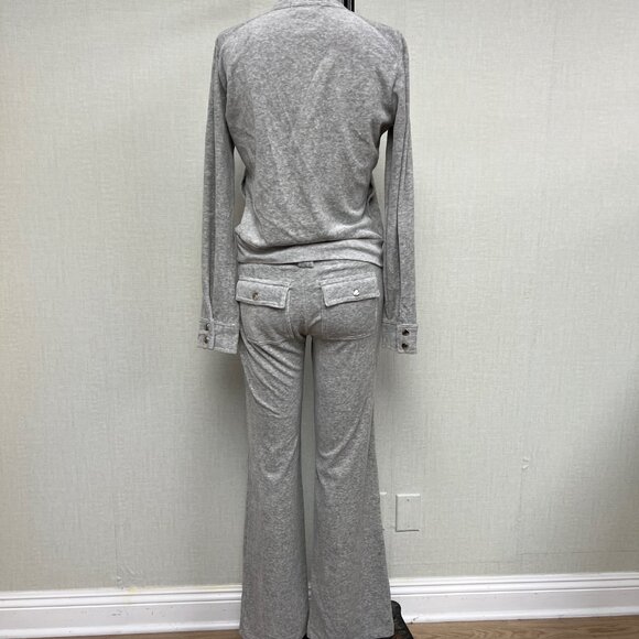 Vintage New Y2K Deadstock Rampage Velour Track Suit Pants Jacket Gray Medium - Picture 6 of 8